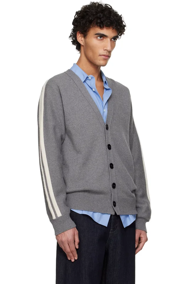 Jil Sander Gray Cashmere Cardigan, photo 2 of 4 from SSENSE