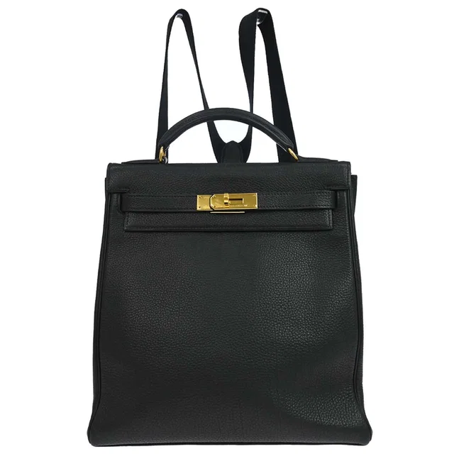 Hermès Black Togo Kelly A Dos GM Backpack in Black Togo leather from AMORE Vintage Tokyo