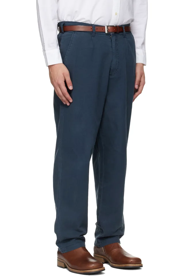Barbour Navy Cotton Linen Relaxed Trousers, photo 2 of 2 from SSENSE