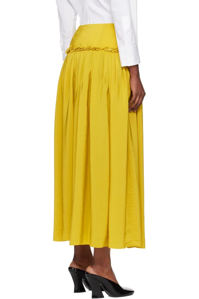 Lanvin Yellow Basque Charmeuse Midi Skirt, photo 3 of 4 from SSENSE