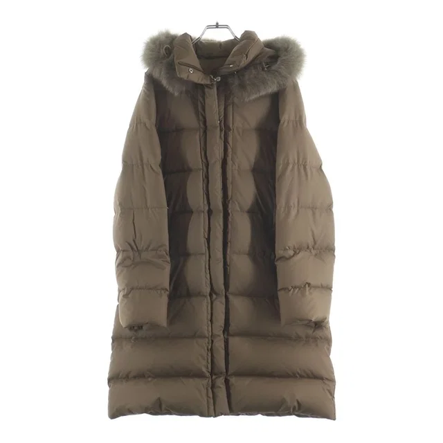 Moncler Valentine Fur Long Down Jacket Brown in Brown from The Reluxe