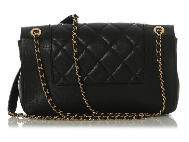 Chanel Medium Black Part-Quilted Calfskin Mademoiselle Flap in Black Calfskin from Ann's Fabulous Finds, photo 4 of 9