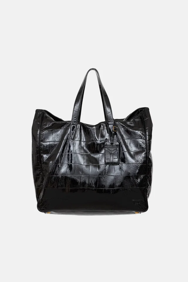 Saint Laurent Embossed Patent Raspail Tote in Patent leather from VSP Consignment