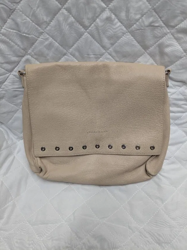 Longchamp Paris Rocks Leather Shoulder Bag in Beige Leather from Oxfam Online Shop