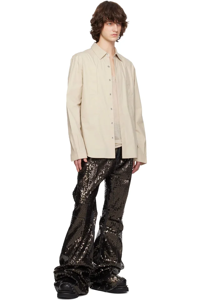 Rick Owens Beige Temple Fogpocket Overshirt, photo 4 of 4 from SSENSE