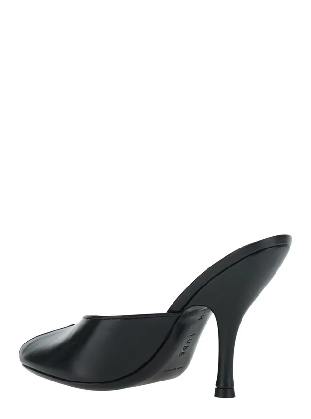 JUDE 'Date' black Heeled Sandals with cut-out toe in leather for women in Black 100% Lambskin, photo 6 of 8 from Gaudenzi Boutique