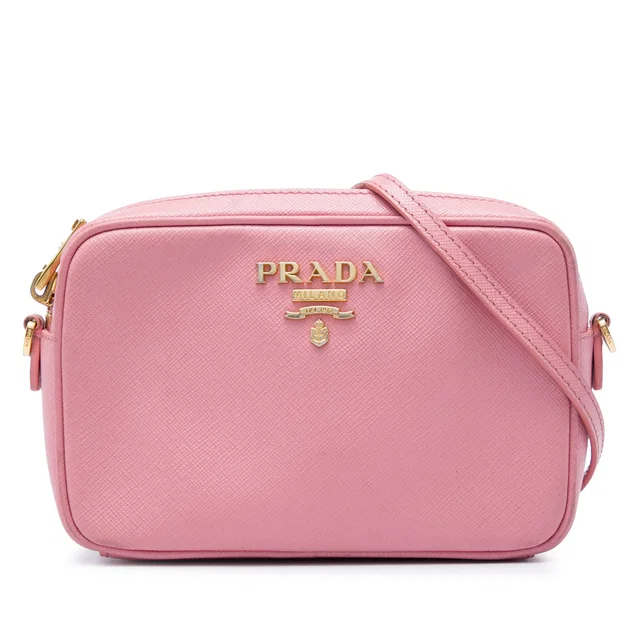 Pink Prada Mini Saffiano Lux Camera Bag in Pink Saffiano leather from Designer Revival