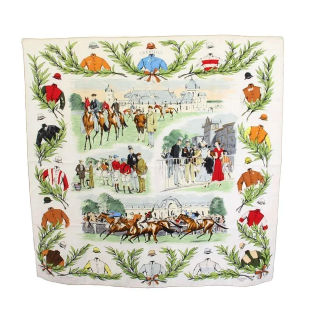 Hermès Scarf Carre 90 Chantilly Lee Racecourse All Over Print Multicolor in Multicolor from The Reluxe