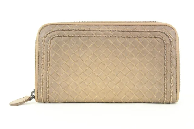 Bottega Veneta Beige Intrecciato Leather Continental Wallet Zip Around Zippy in Beige Woven leather from Bagriculture