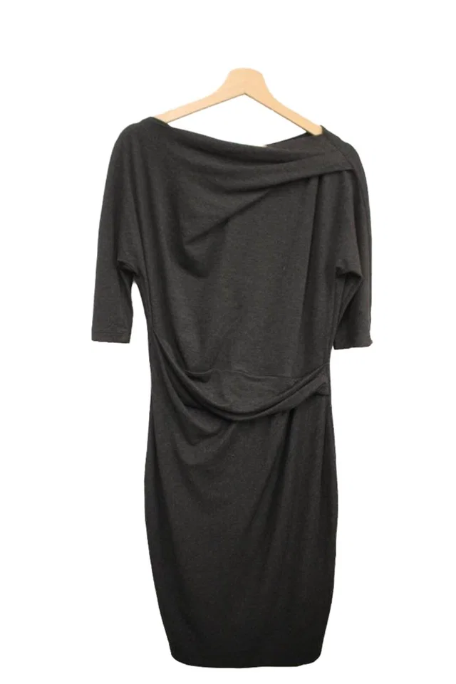 Max Mara Draped Dress Dark Grey Size: L in Grey Viscose from Oxfam Online Shop