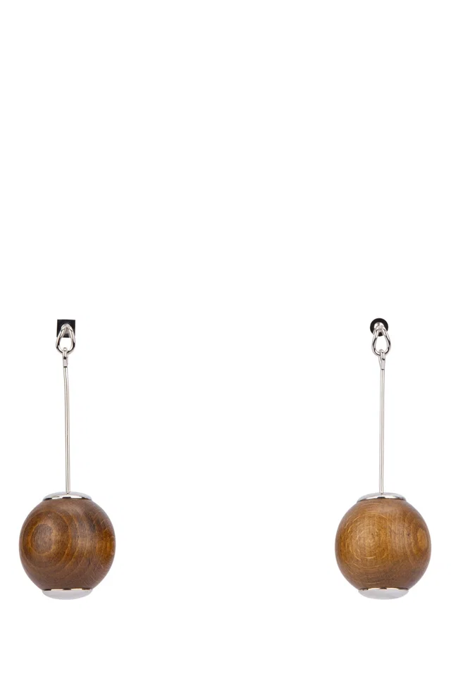 Jacquemus Grandes Earrings — Brown Principal:wood Brass in Brown from HEWI