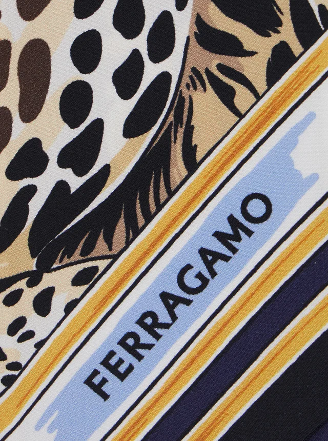 Ferragamo Leopard-Print Silk Scarf — Blue Scarfs in Blue Silk from HEWI, photo 2 of 2