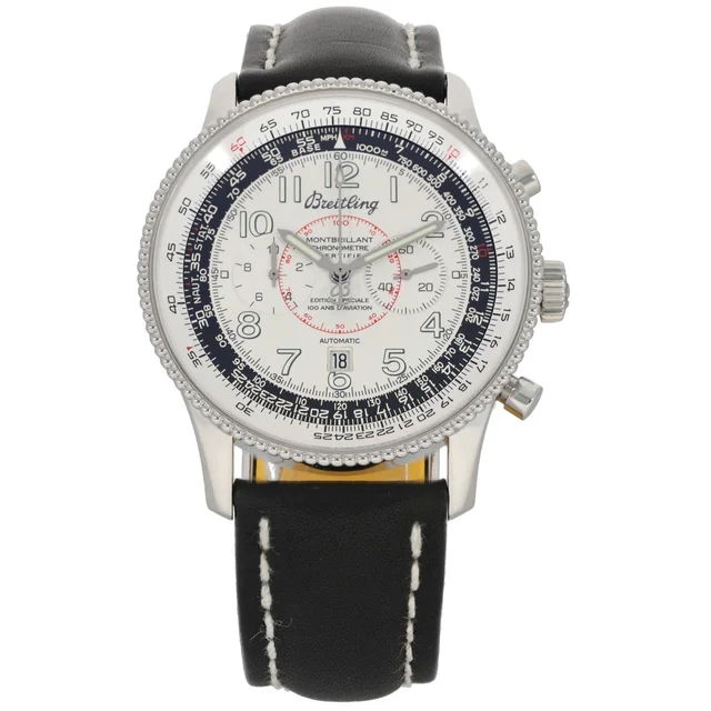 Breitling Montbrillant A35330 41mm Stainless Steel Watch in Leather from H&T