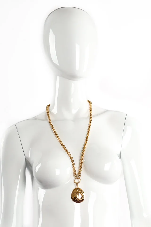 Chanel Long Quilted Logo Drop Pendant from Recess LA, photo 2 of 2