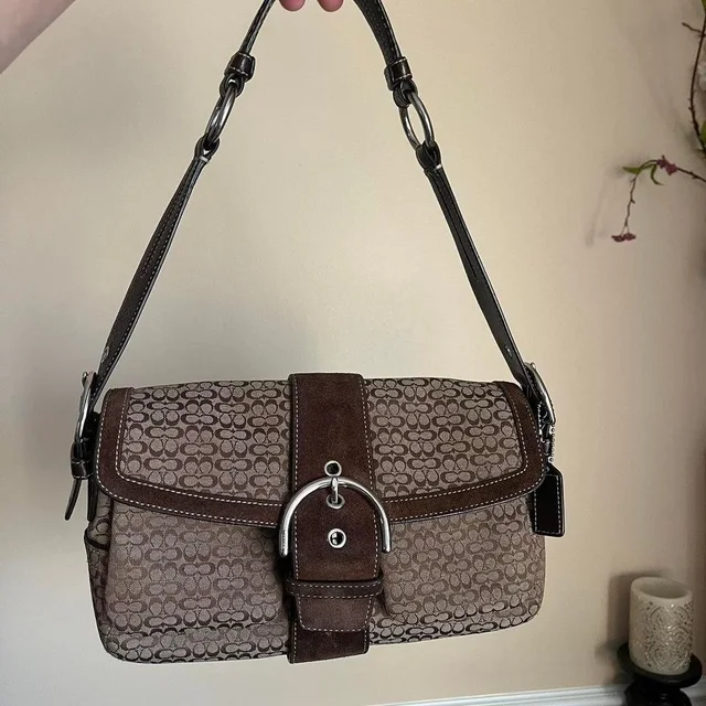 Y2k 2000s Coach Soho Signature Cs Monogram Shoulder Bag / Handbag in brown|red Leather from Poshmark