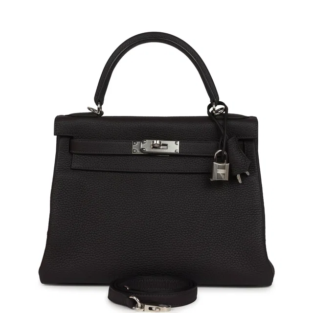 Hermès Kelly Retourne 28 Prunoir Clemence Palladium Hardware in Clemence leather from Madison Avenue Couture