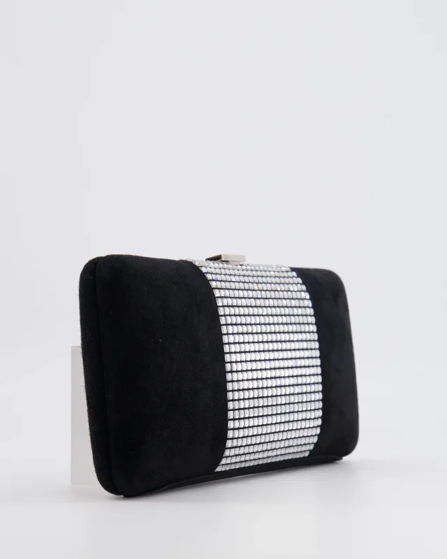 Chanel 2015 Paris-Dubai Black Suede Strass Crystal Clutch Bag with Crystal Embellished CC Logo in Black Suede from Sellier, photo 14 of 21