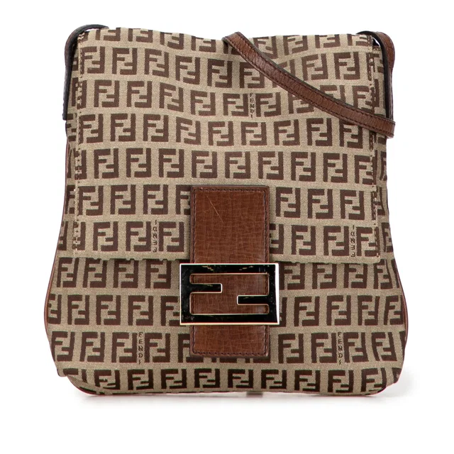 Brown Fendi Zucchino Canvas Crossbody in Brown Canvas from Designer Revival