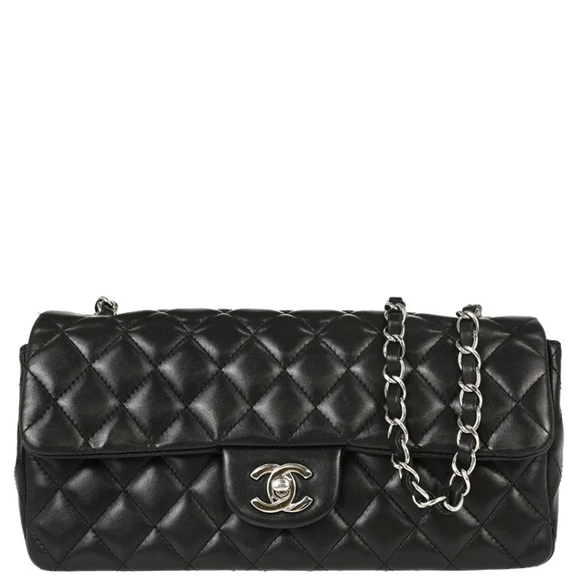Chanel 2008-2009 Black Lambskin East West Shoulder Bag in Black Lambskin from AMORE Vintage Tokyo