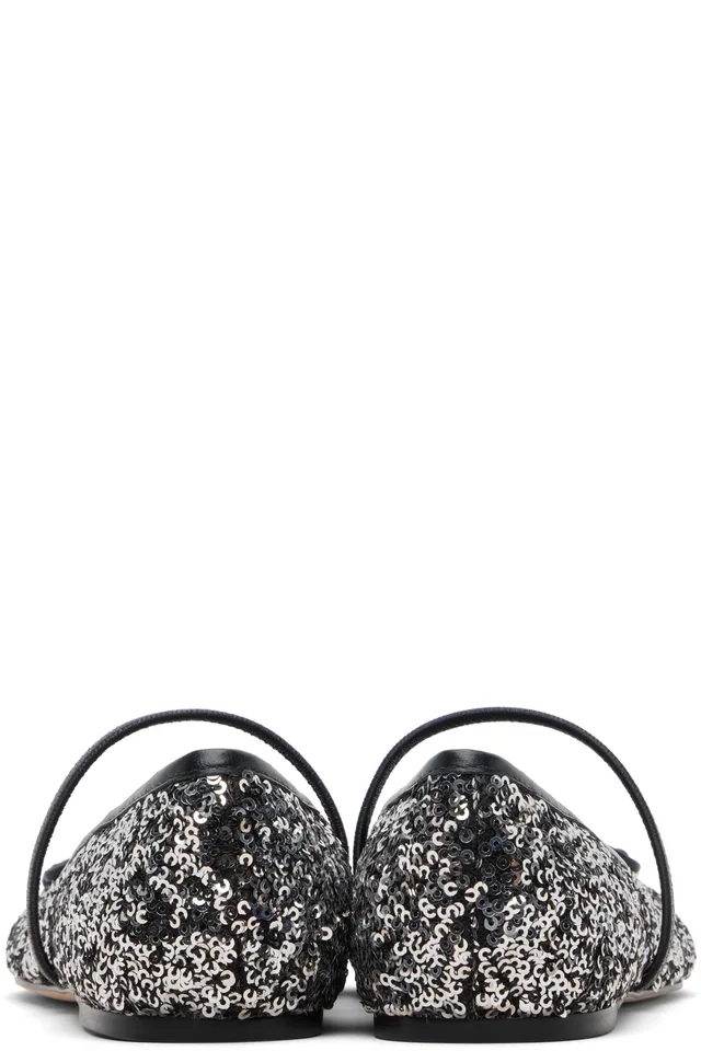 Marc Jacobs Silver & Black 'The Sequin Sabrina' Ballerina Flats, photo 2 of 5 from SSENSE