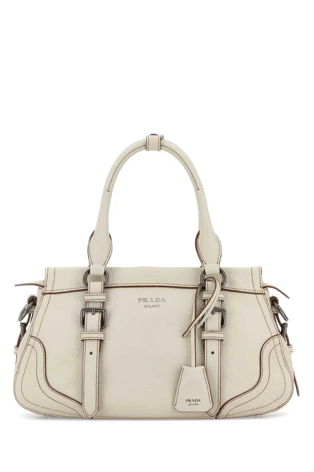 Prada Shopping Shoulder Bag — Beige in Beige Leather from HEWI