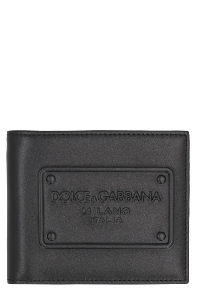 Dolce & Gabbana Embossed Logo Calfskin Wallet — Black Calf in Black Calfskin from HEWI