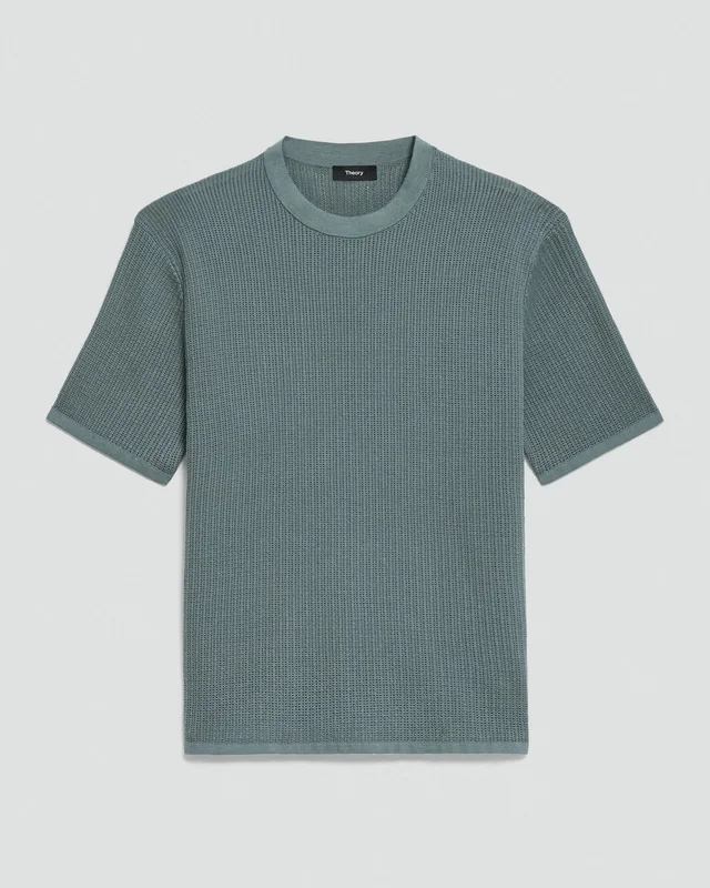 Theory Mesh Tee in Cotton in LIGHT PINE GROVE 100% Cotton; Exclusive Of Elastic, photo 6 of 12 from Theory