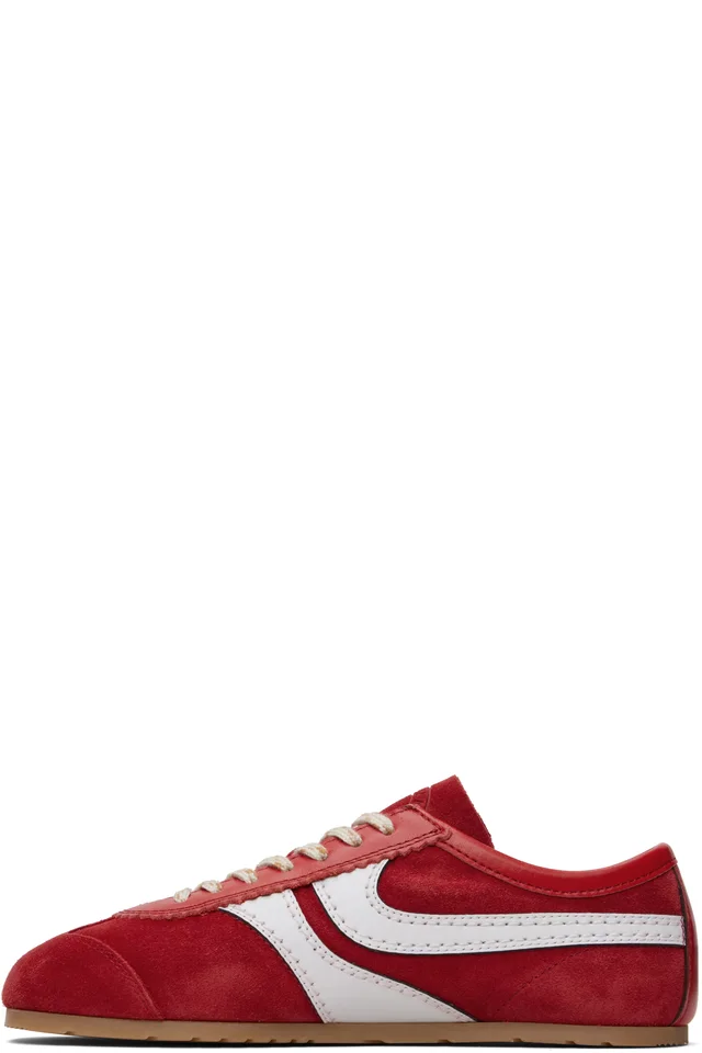 Dries Van Noten Red Suede Sneakers, photo 3 of 5 from SSENSE