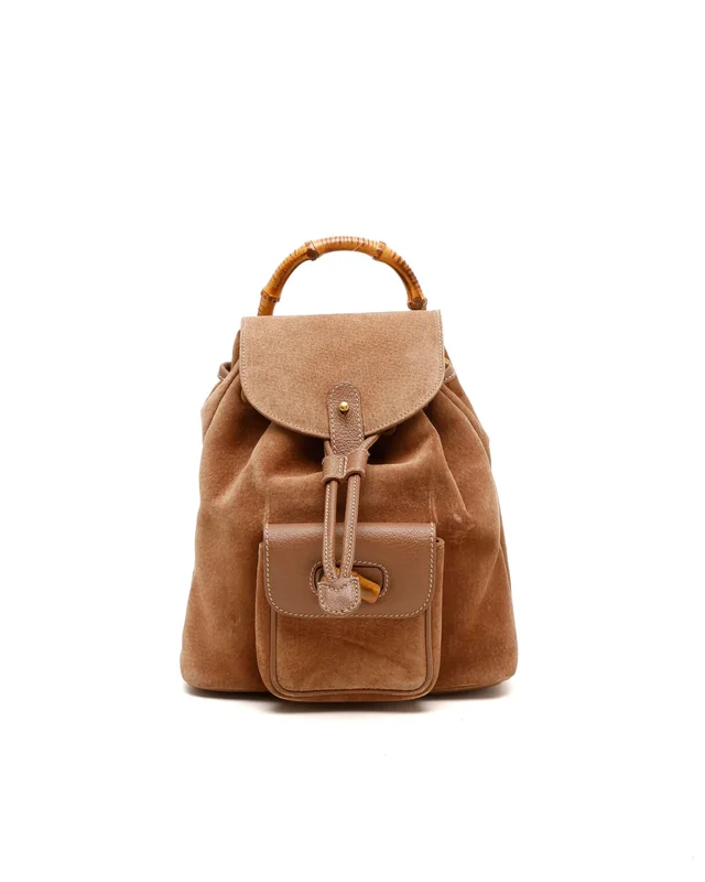Gucci Mini Bamboo Suede Backpack in Suede from A Retro Tale