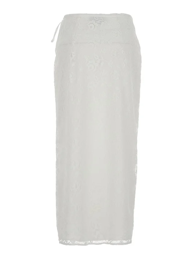 Msgm White Skirt with adjustable knot at the waist in fabric Woman in White 100% Polyester, photo 4 of 6 from Gaudenzi Boutique