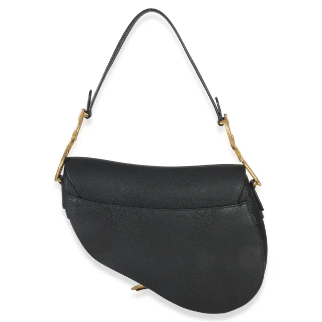 Dior Grained Leather Medium Saddle Bag in Black Caviar leather from Season 2 Consign, photo 6 of 11