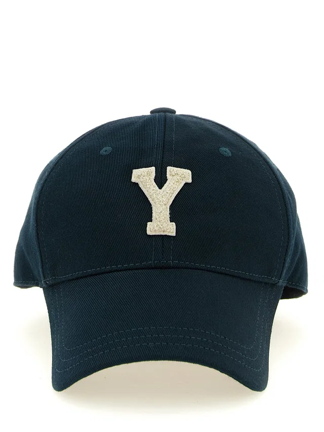 Saint Laurent Embroidered Terry Letter Y Baseball Cap — Navy Caps in Navy from HEWI