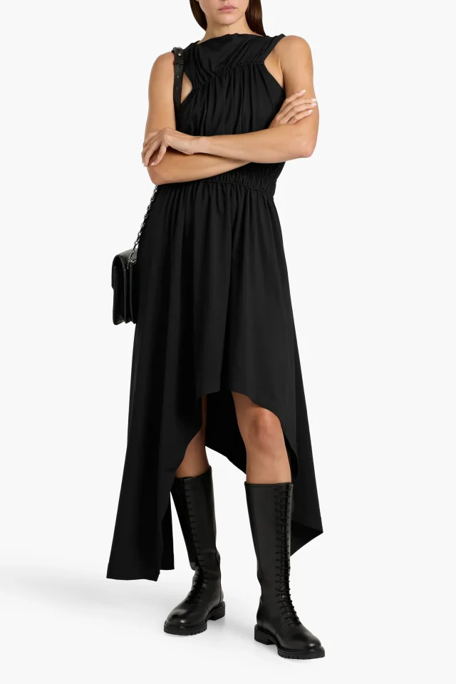 McQueen Asymmetric Cotton-Jersey Maxi Dress, photo 3 of 5 from THE OUTNET