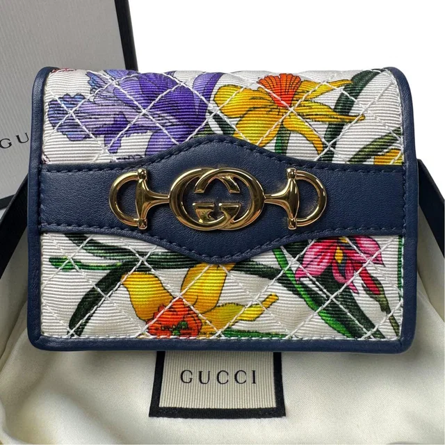 Gucci Zumi Flora Bifold Wallet Compact in Canvas from The Reluxe
