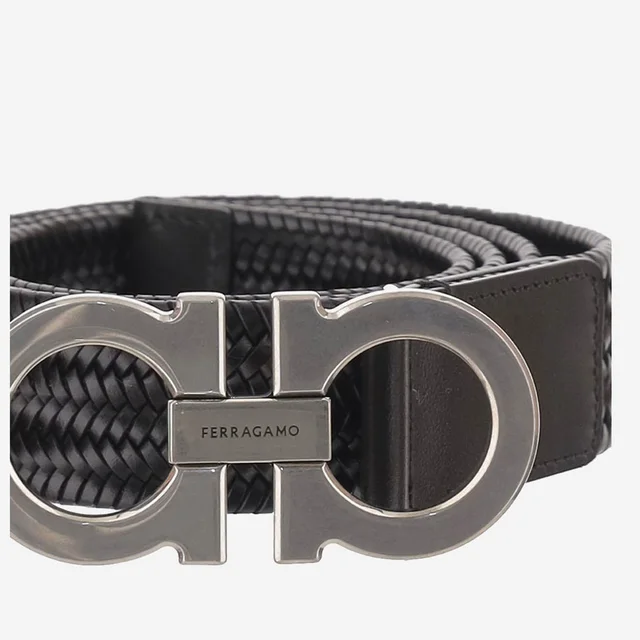 Ferragamo Mixed Fabric And Leather Belt — Black (regenerated Calf in Black Leather from HEWI, photo 2 of 2