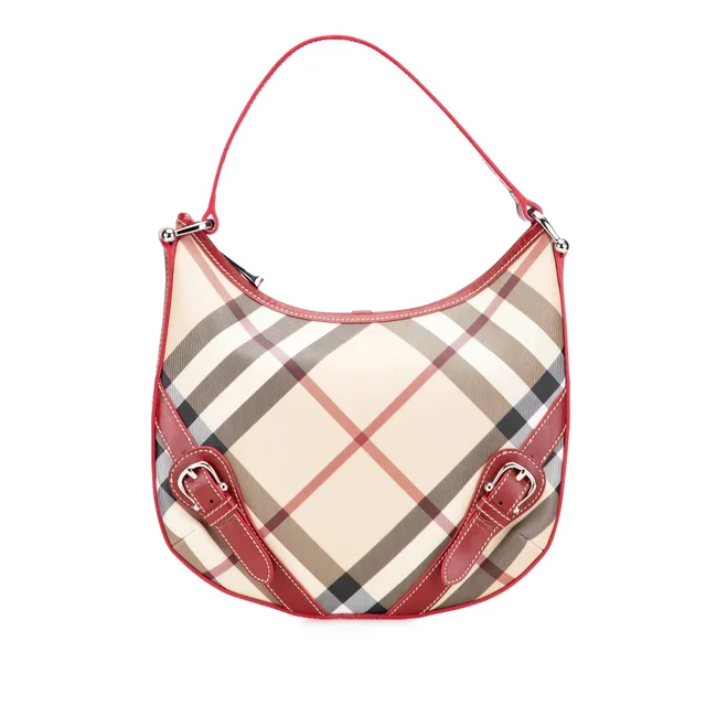 Brown Burberry Supernova Check Coated Canvas Larkin Hobo in Brown Coated canvas from Designer Revival, photo 1 of 1