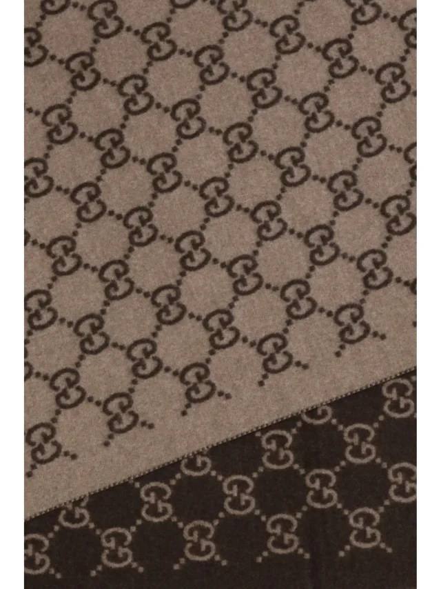 Gucci Gg Monogram Cashmere Scarf — Brown (capra Hircus) Scarfs in Brown Cashmere from HEWI, photo 3 of 3