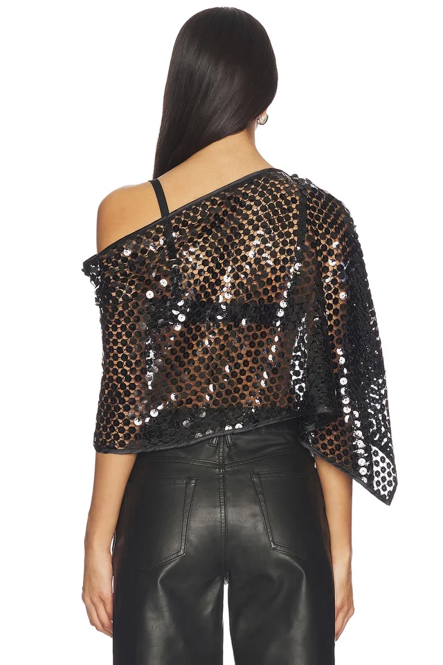 Jaded London Sequin Cape Top in Black, photo 4 of 6 from REVOLVE (Canada)