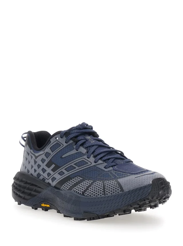 HOKA Sneaker 'U Speedgoat 2TS' Blue Low Top with Laces with Print and Lettering Logo on the Side in Tech Fabric Unisex in Blue, photo 2 of 6 from Gaudenzi Boutique