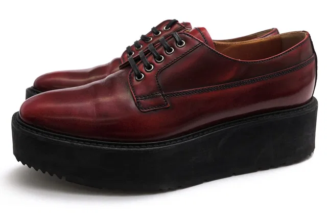 Prada Shoes Business Leather Red Brown Oxford in Brown Leather from The Reluxe