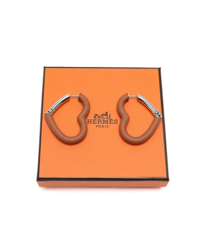Hermès Au Coeur Du Faubourg Earrings in Leather from A Retro Tale, photo 2 of 4