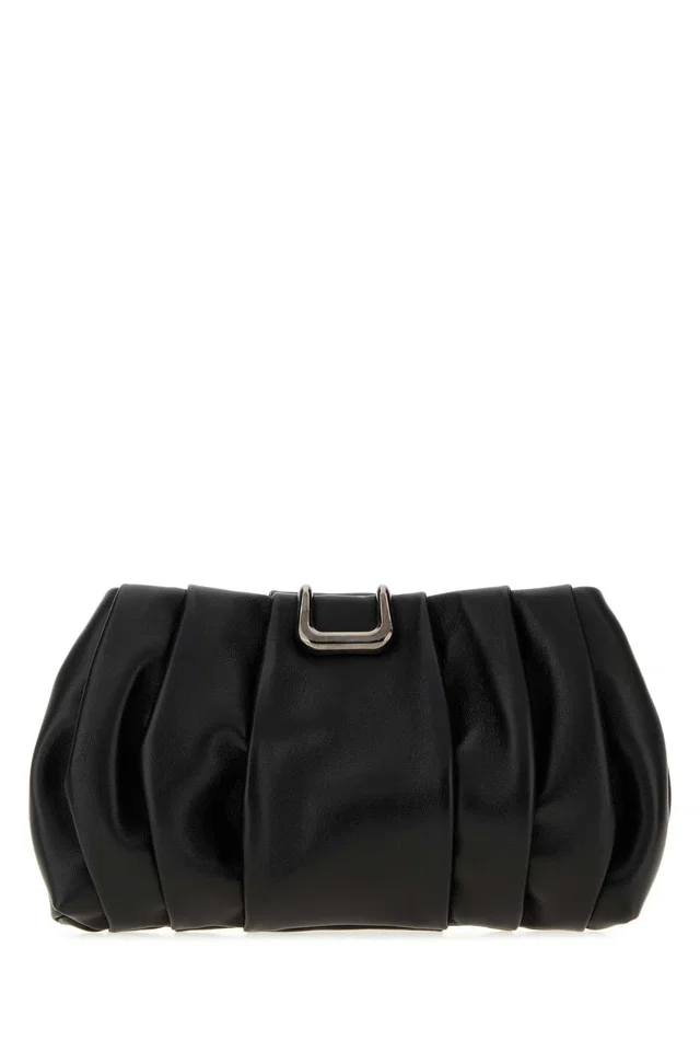 Brunello Cucinelli Pleated Leather Clutch — Black in Black Leather from HEWI
