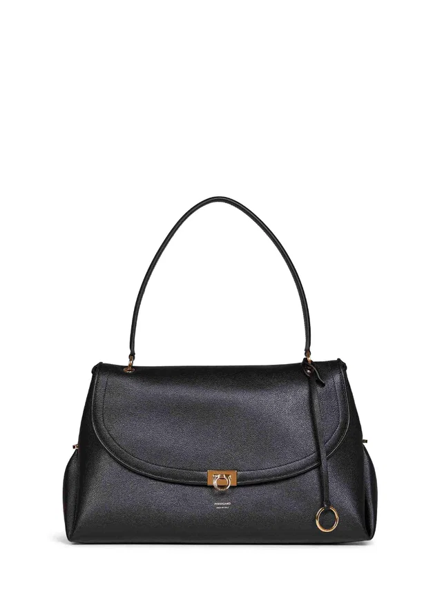 Ferragamo Sofia Shoulder Bag — Black Calf Leather in Black Calfskin from HEWI