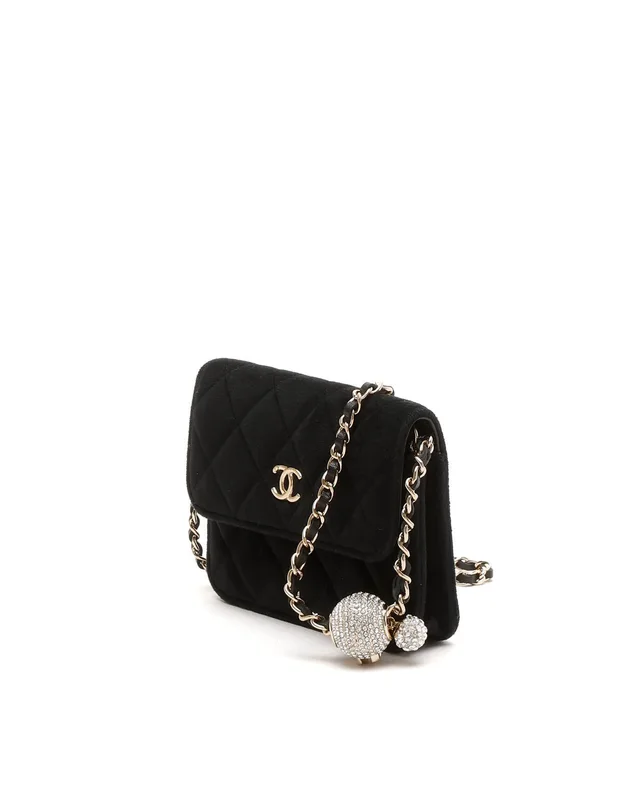 Chanel Mini Velvet Pearl Crush Wallet On Chain Bag in Velvet from A Retro Tale, photo 2 of 6