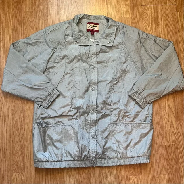Vintage 90s Tudor Court By Haband Retro Windbreaker Rain Jacket Womens Size Xl in green Nylon from Poshmark