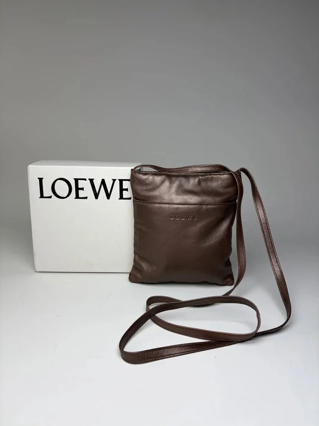 Loewe Vintage Soft Leather Crossbody Bag Dark Brown Gold in red|brown Leather from Grailed, photo 1 of 1