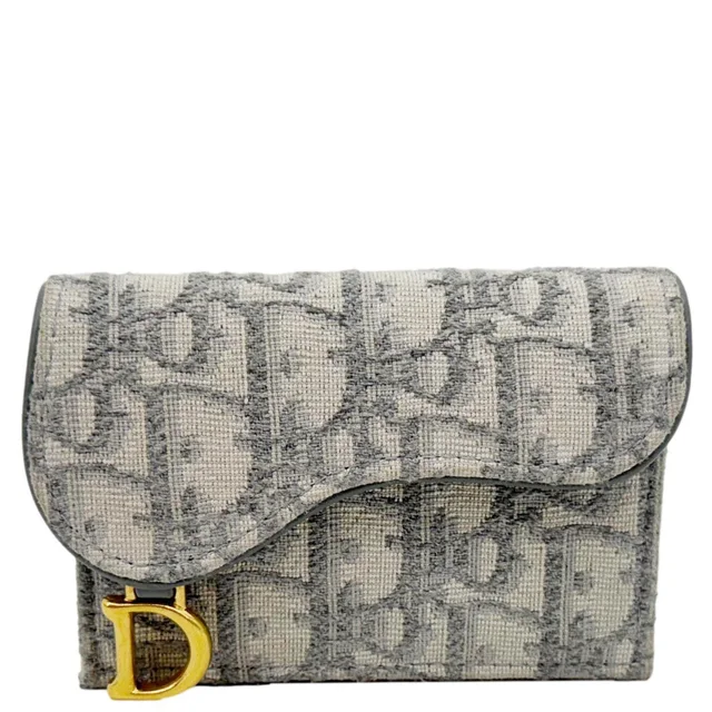 Dior Saddle Oblique Canvas Card Holder Gray in Grey Canvas from Dallas Designer Handbags
