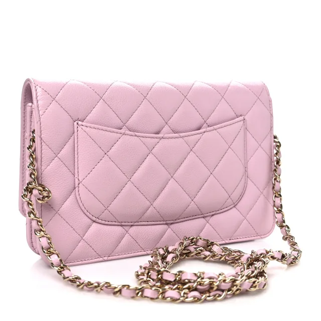 Chanel Caviar Quilted Wallet on Chain WOC Light Pink in Pink Caviar leather from FASHIONPHILE, photo 3 of 12