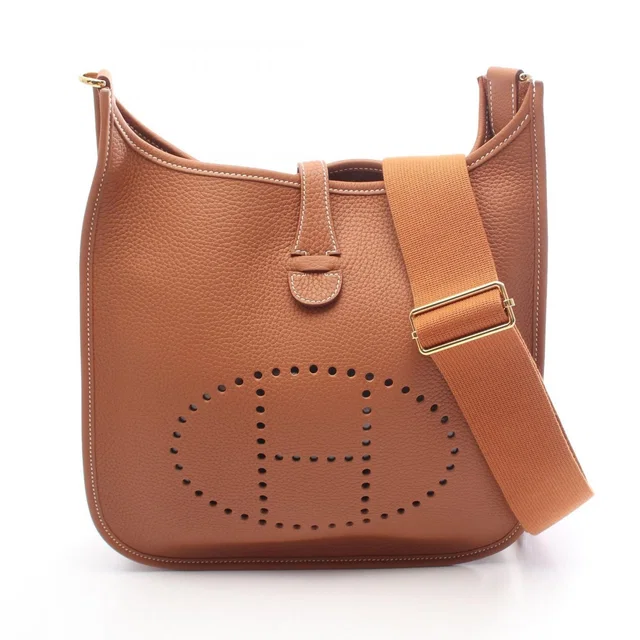 Hermès Shoulder Bag Evelyne 3 Trois PM Gold in Gold Clemence leather from The Reluxe