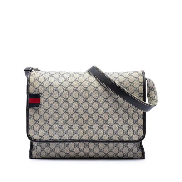 Beige Gucci GG Supreme Web Messenger Bag in Beige Coated canvas from Designer Revival